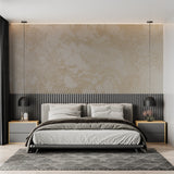 Home office space with Abstract Textured Wallpaper in soft beige tones