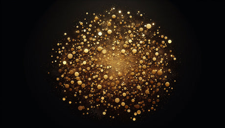 Black and gold abstract wallpaper design file showing detailed pattern of floating metallic spheres on deep black background