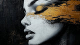 Black and gold portrait art wallpaper design file showing detailed pattern and metallic accents