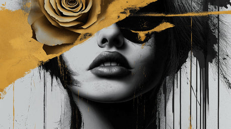 Golden Rose Portrait design file showing detailed black and gold abstract pattern