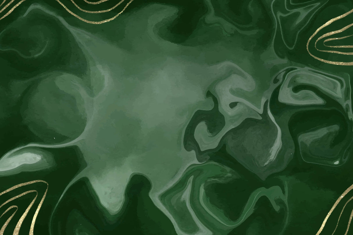 Design file of green marble wallpaper showing intricate gold veining and emerald tones