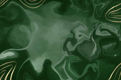 Design file of green marble wallpaper showing intricate gold veining and emerald tones