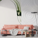 Green abstract wall mural in contemporary bedroom setting