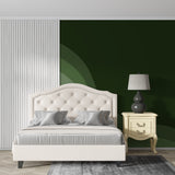 Abstract green gradient wall mural creating depth in minimal bedroom