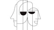 Modern Line Art Face Wallpaper creating dramatic impact in a minimalist living room with white furniture
