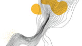 Abstract line art wallpaper design file showing black lines and yellow geometric shapes on white background