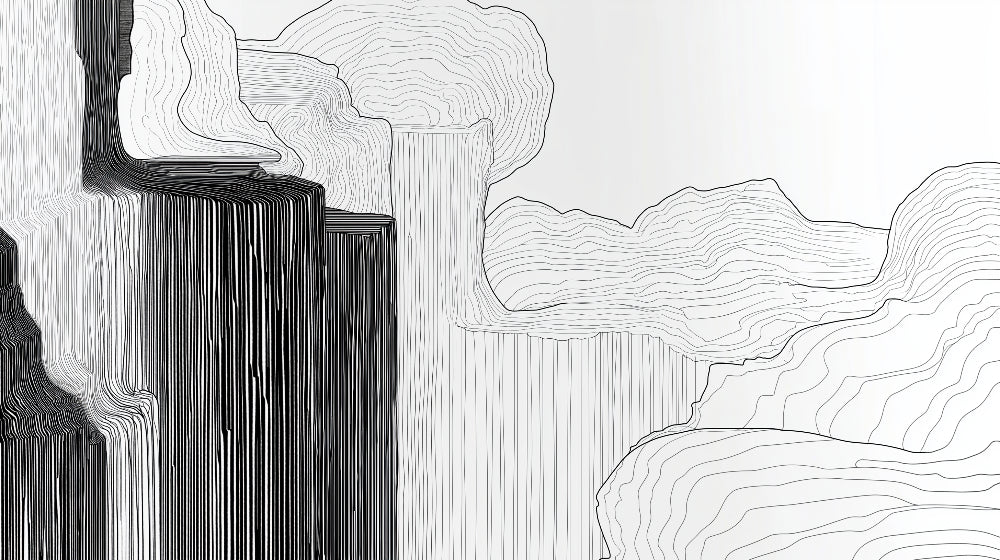 Black and white linear wave pattern design file showing intricate flowing lines