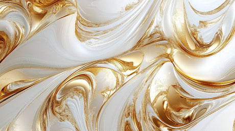 Gold and white abstract swirl wallpaper design file showing fluid pattern details