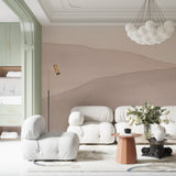 Modern wave design wallpaper in dining room, demonstrating neutral color harmony