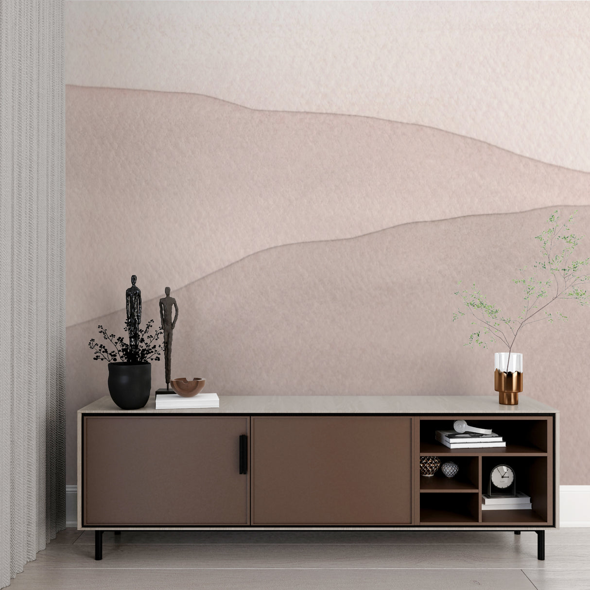 Abstract beige wallpaper in hallway, showcasing how pattern creates visual interest