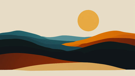 Abstract Desert Sunset Wallpaper design file showing geometric waves and rich earth tones