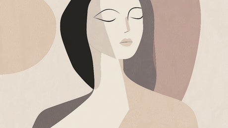 Abstract Face Line Art design file showing elegant minimalist pattern in neutral tones