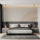 Entrance hall featuring flowing abstract wallpaper with metallic gold accents