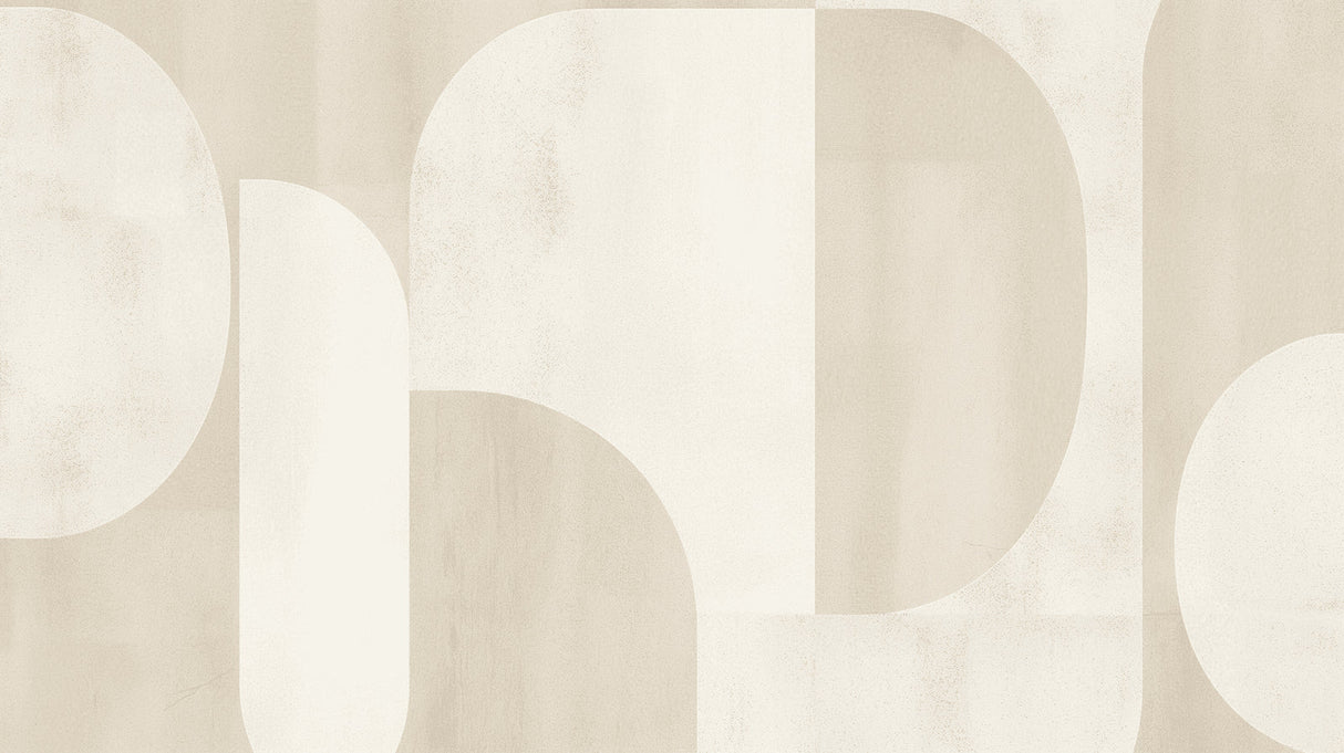 Modern beige arch wallpaper creating a calm atmosphere in a minimalist living room setting