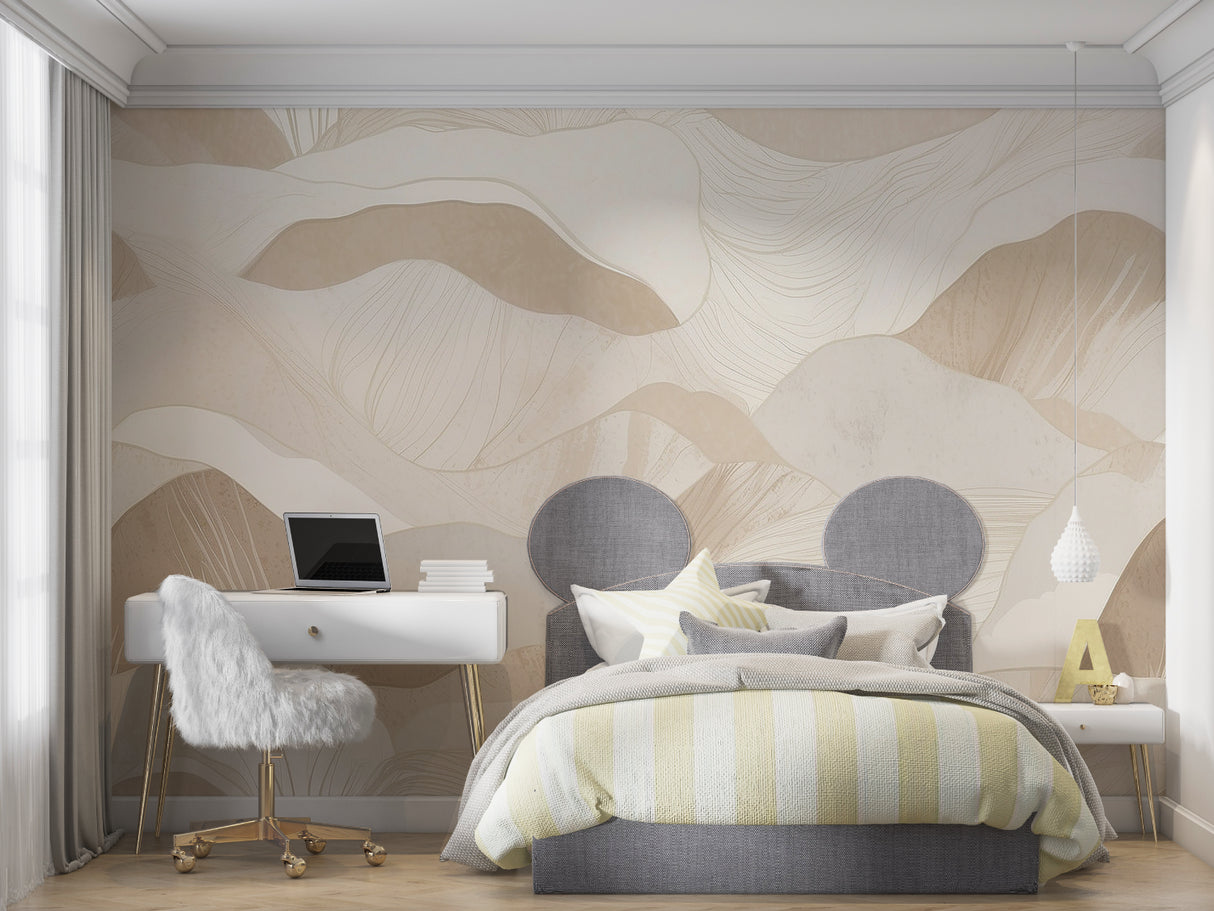 Abstract wall mural bringing movement to hallway design