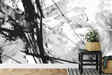 Abstract Brushstroke Wallpaper making statement in contemporary dining room