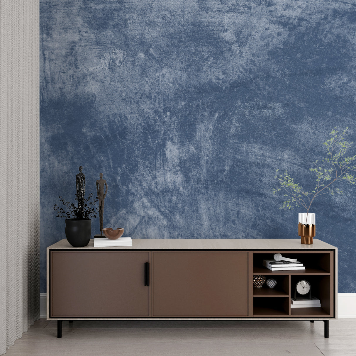 Modern stone effect mural featured in an upscale hotel lobby setting
