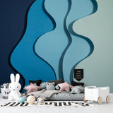 Abstract wave pattern transforming a minimalist entrance hall