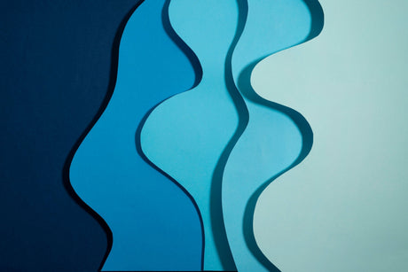 Modern blue wave wallpaper design file showing fluid pattern and gradient details