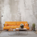 Modern abstract beige brushstroke wallpaper creating a serene atmosphere in a minimalist living room setting