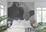 Modern abstract wallpaper installation in stylish hallway