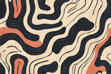 Design file of black curves and terracotta abstract pattern on beige background