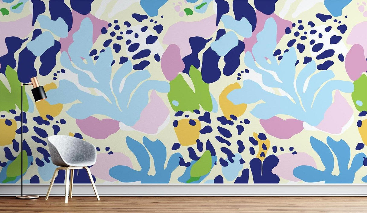 Contemporary floral pattern wallpaper bringing artistic flair to a modern bedroom space