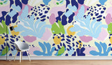 Contemporary floral pattern wallpaper bringing artistic flair to a modern bedroom space