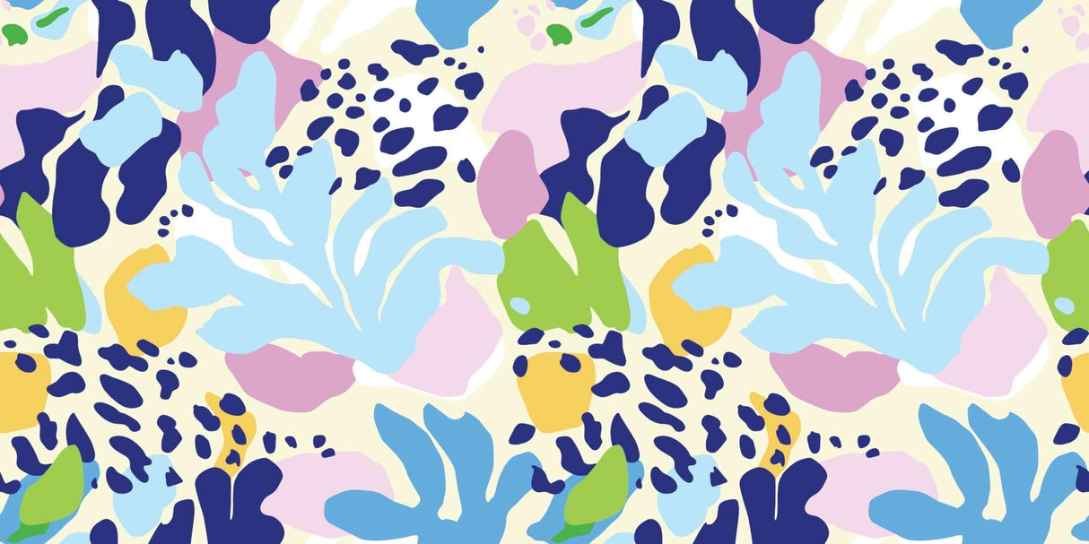 Abstract floral design file showing detailed pattern of organic shapes in blue and pink