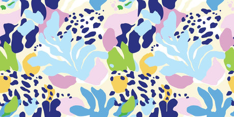 Abstract floral design file showing detailed pattern of organic shapes in blue and pink