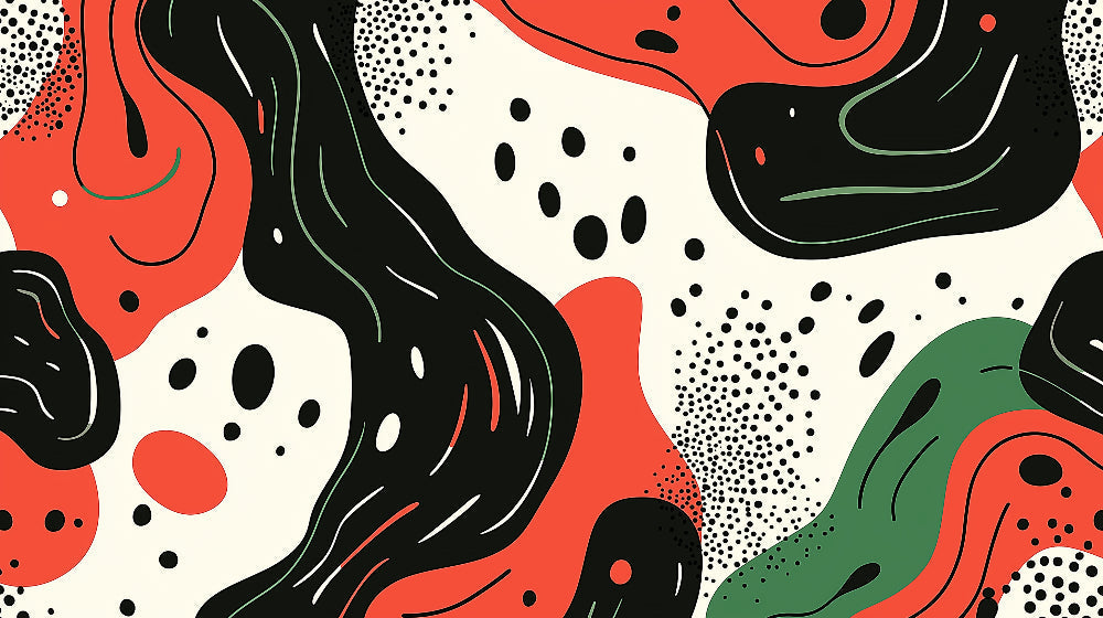 Abstract fluid art wallpaper design file showing flowing red and black patterns on white background