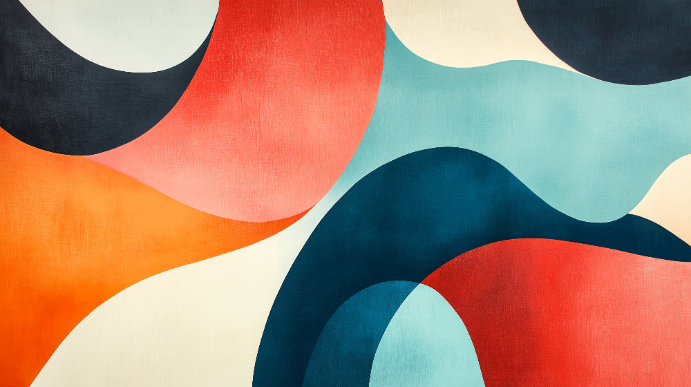 Abstract fluid curves design file showing coral, turquoise and orange flowing pattern