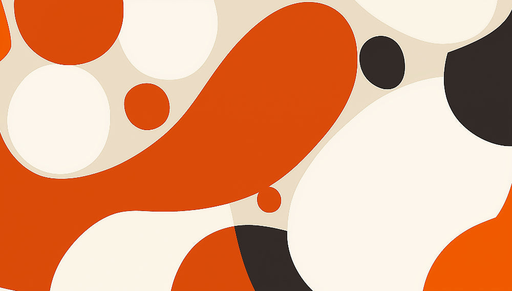 Abstract geometric circle pattern design file showing orange and black shapes on beige background