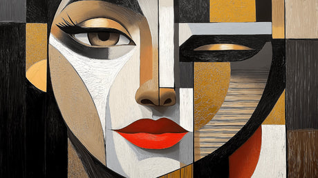 Abstract geometric face wallpaper design file showing detailed pattern and rich color composition