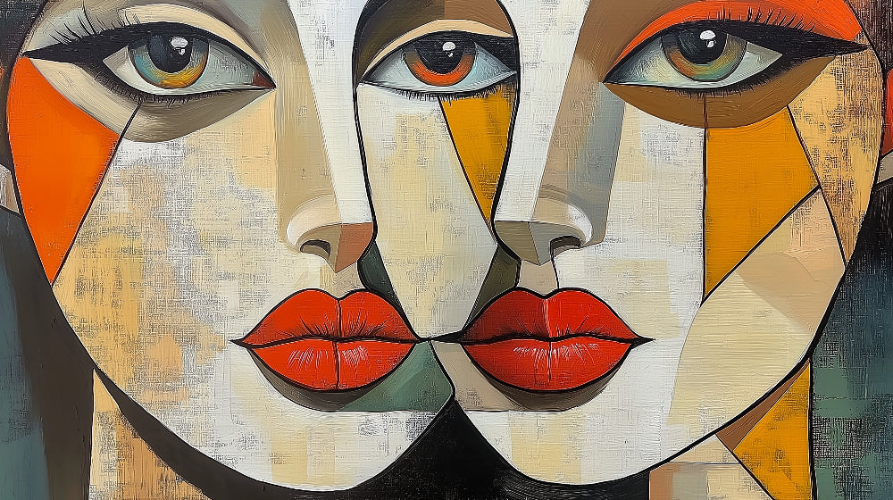 Abstract geometric faces design file showing detailed pattern and color scheme