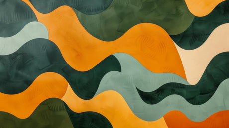 Abstract green and orange wave pattern design file showing intricate flowing curves
