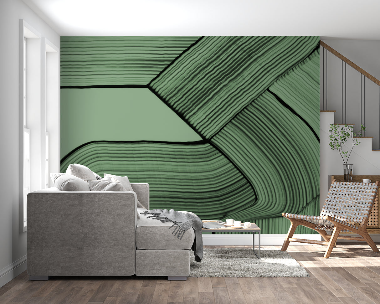 Modern green line pattern transforming a trendy restaurant interior