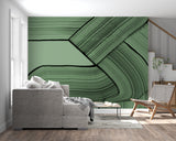 Modern green line pattern transforming a trendy restaurant interior