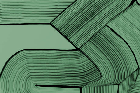 Green geometric pattern design file showing intricate line details and flowing shapes