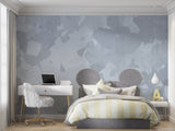 Abstract grey wall mural making a statement in an urban living space