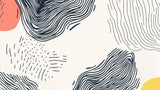 Abstract line art wallpaper design file showing organic wave pattern in navy blue with coral accents