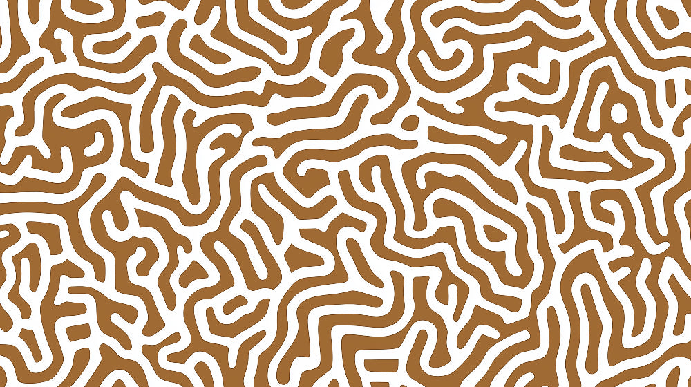 Modern organic labyrinth pattern design file showing intricate flowing lines and warm terracotta tones