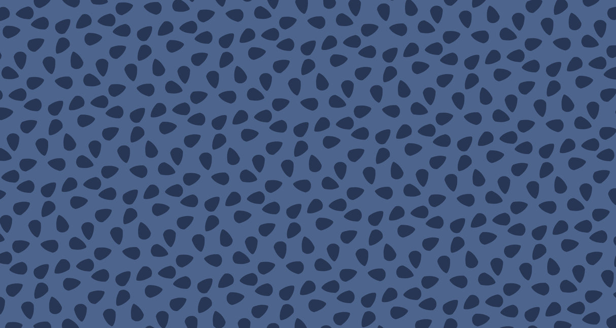 Abstract organic pattern design file showing navy blue teardrop motifs and flowing shapes
