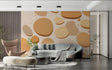 Modern pebble pattern wallpaper creating a peaceful atmosphere in a minimalist living room