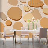 Abstract organic pebble wall mural bringing natural warmth to a master bedroom