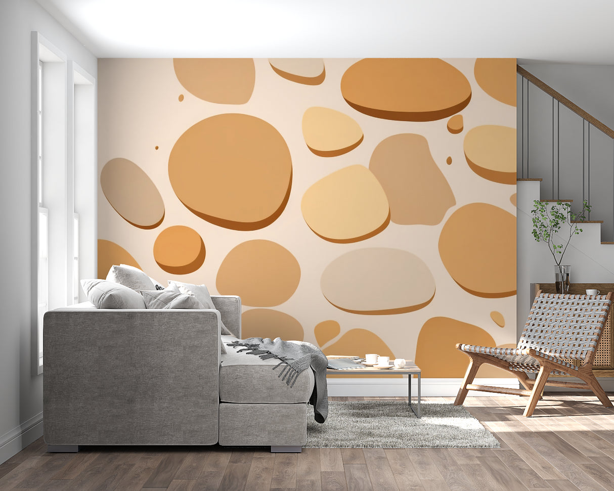 Contemporary pebble design wallpaper enhancing a modern home office space