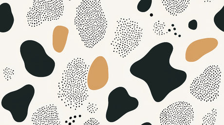 Black and gold abstract wallpaper design file showing organic shapes and dotted pattern on white background