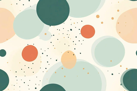 Abstract circle wallpaper design file showing mint green, terracotta and beige dots pattern