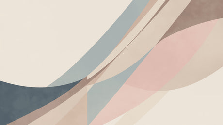 Abstract Geometric Wallpaper creating a peaceful atmosphere in a modern home office setup