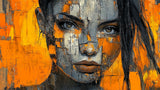 Abstract portrait wallpaper design file showing detailed orange and grey artistic pattern